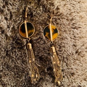 Tortoiseshell & Gold Dangle Earrings